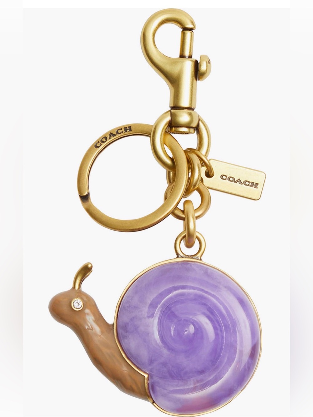 COACH Gold-Tone Hardware Purple Enamel Snail Key & Card Holder Charm